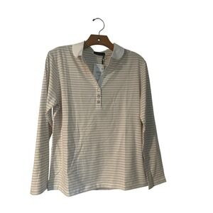 GC Fontana Brown & White Stripe Long‎ Sleeve Rugby  Amazingly Soft Size XL NWT